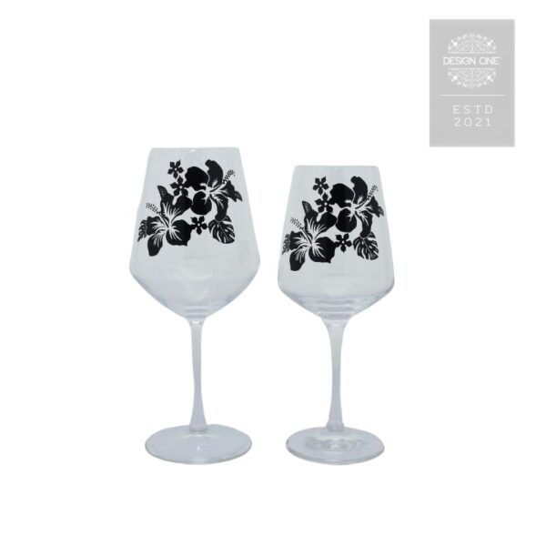 Angela Black Flower Glassware Collection